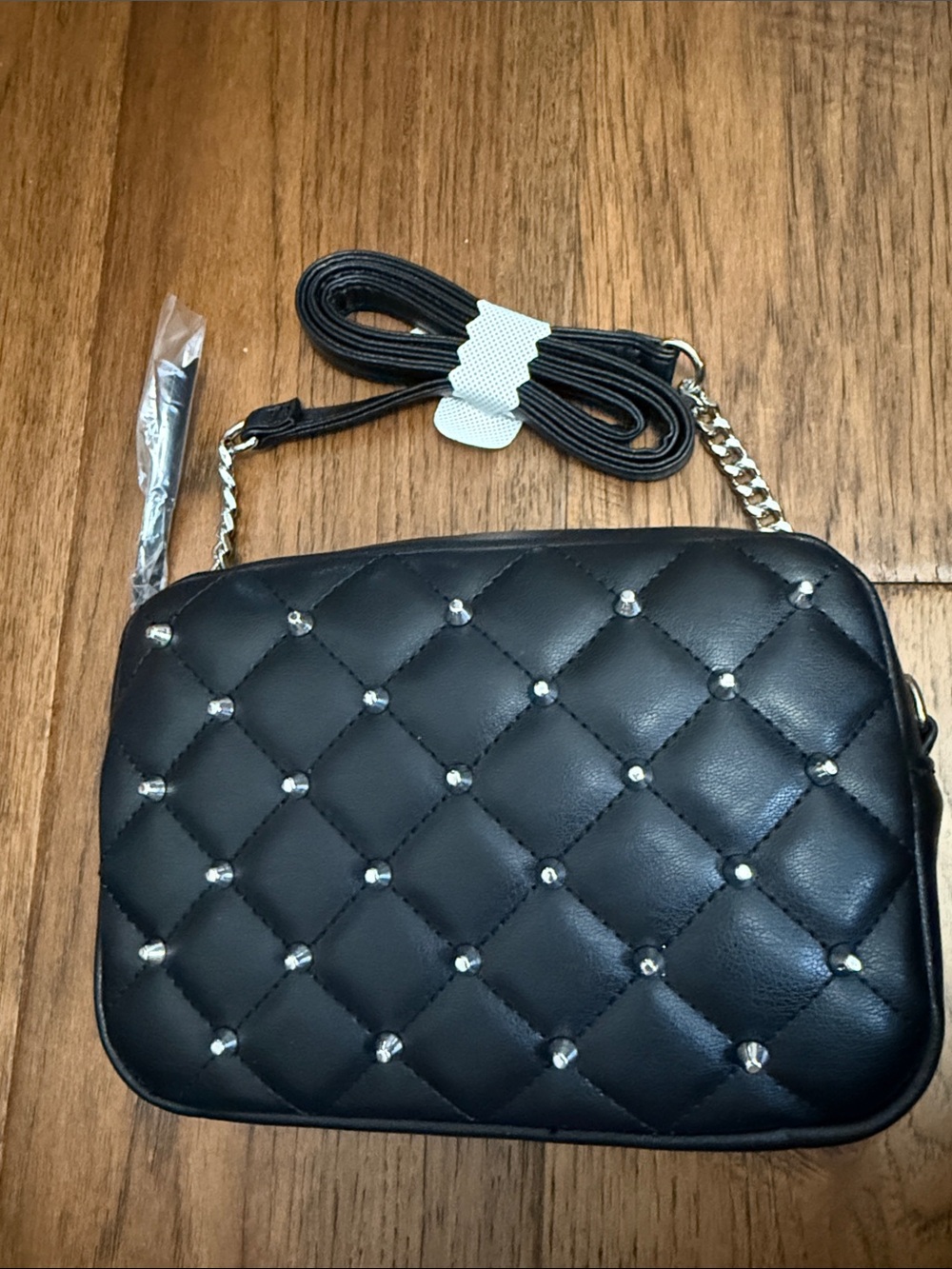 Rebecca Minkoff brand new Black Quilted Crossbody Bag with Silver Studs